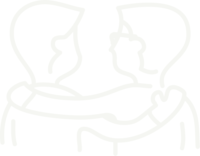 two people with arms on shoulders icon